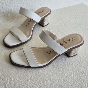 Sole Society White Block Heel Sandals